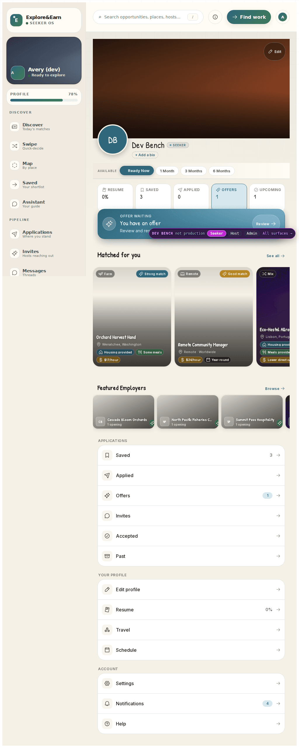 Explore&Earn product surface screenshot